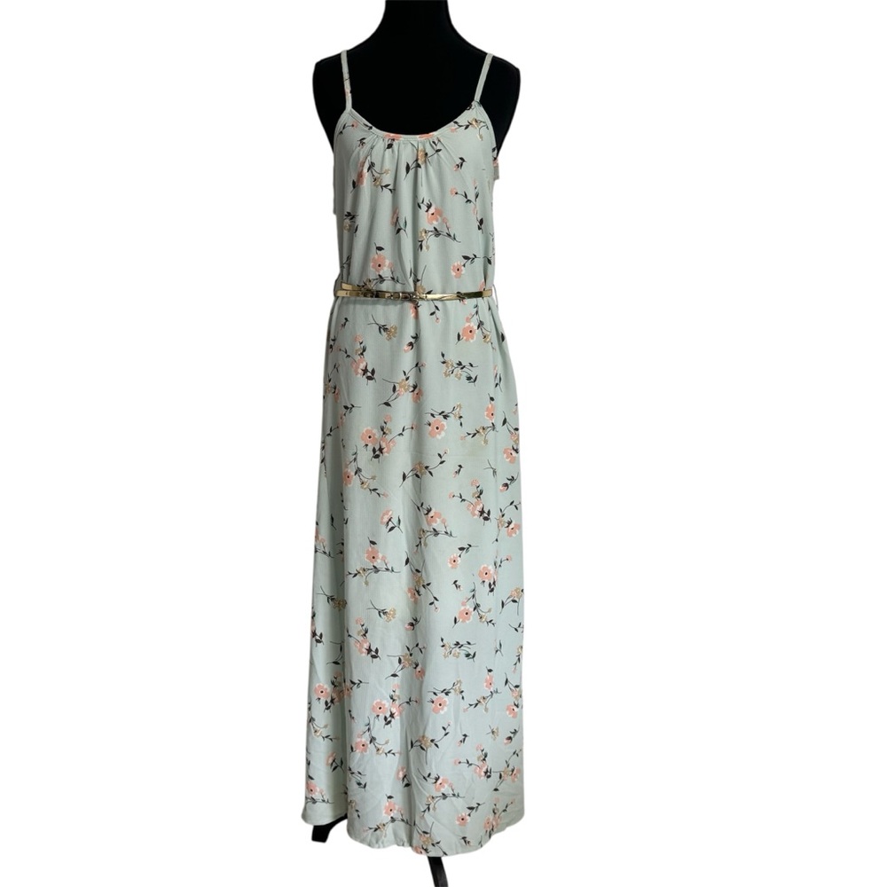 Women’s Floral Maxi Dress in Light Blue Without Belt